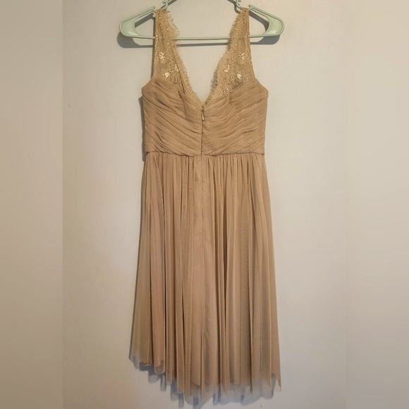 Anthropologie x BHLDN Hitherto Sleeveless Lace FLEUR Midi Dress Sandstone Sz 4 - Picture 2 of 13